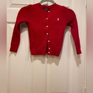 Polo Ralph Lauren Cableknit Sweater, girls sz 5, Red.